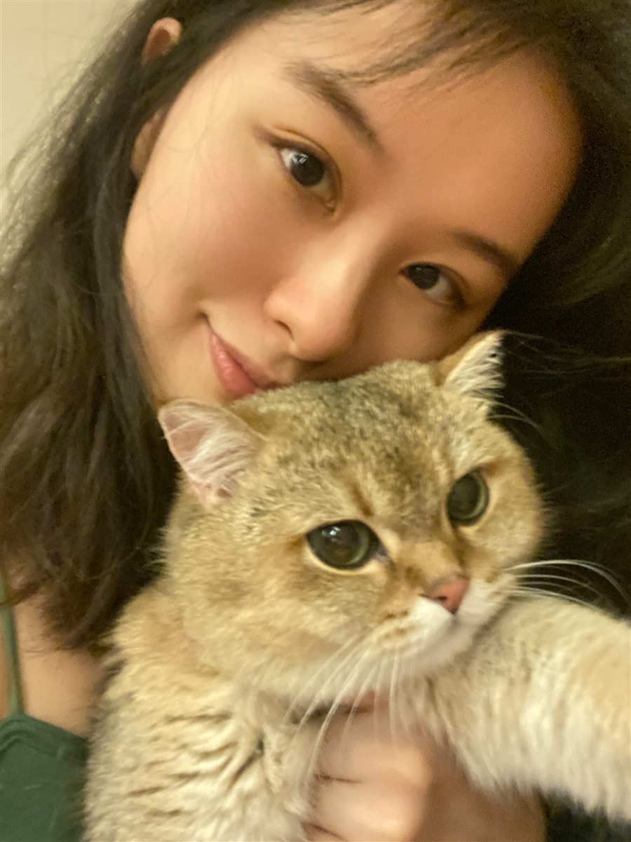 Wanting He with her cat